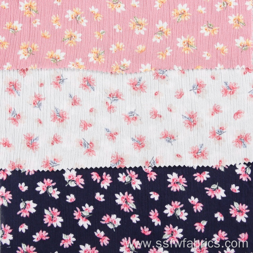 High Quality Print Pink Stretch Crepe Rayon Fabric